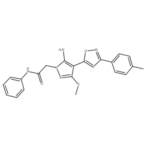 2-{5-amino-4-[3-(4-methylphenyl)-1,2,4-oxadiazol-5-yl]-3-(methylsulfanyl)-1H-pyrazol-1-yl}-N-phenylacetamide Structure