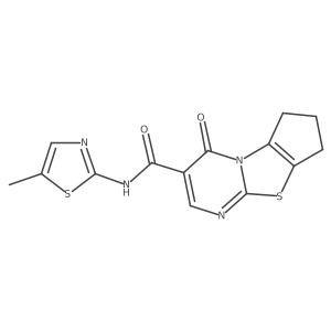 N-(5-methylthiazol-2-yl)-4-oxo-4,6,7,8-tetrahydrocyclopenta[4,5]thiazolo[3,2-a]pyrimidine-3-carboxamide结构式
