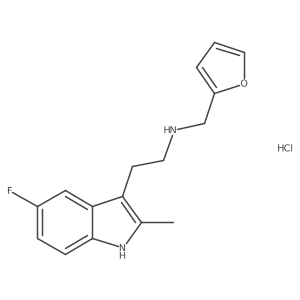 2-(5-fluoro-2-methyl-1H-indol-3-yl)-N-(furan-2-ylmethyl)ethanamine hydrochloride结构式