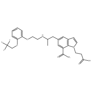 1H-Indole-1-propanoic acid, 7-(aminocarbonyl)-5-((2R)-2-((2-(2-(2,2,2-trifluoroethoxy)phenoxy)ethyl)amino)propyl)-结构式