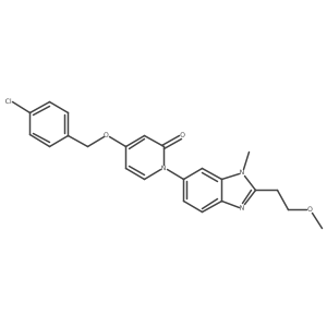 4-(4-Chlorobenzyloxy)-1-(2-(2-methoxyethyl)-1-methyl-1h-benzo[d]imidazol-6-yl)pyridin-2(1h)-one结构式