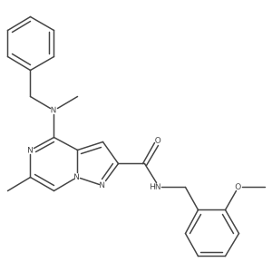 4-[benzyl(methyl)amino]-N-[(2-methoxyphenyl)methyl]-6-methyl-pyrazolo[1,5-a]pyrazine-2-carboxamide结构式
