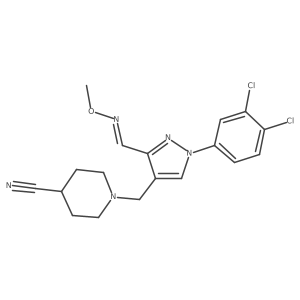 1-{[1-(3,4-dichlorophenyl)-3-[(methoxyimino)methyl]-1H-pyrazol-4-yl]methyl}piperidine-4-carbonitrile结构式