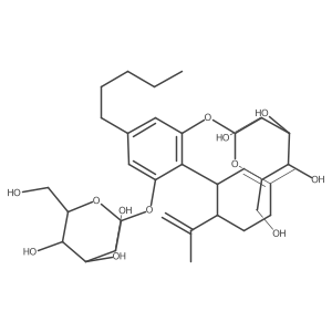 2-[(1S,6S)-3-Methyl-6-(1-methylethenyl)-2-cyclohexen-1-yl]-5-pentyl-1,3-phenylene bis[beta-D-glucopyranoside]结构式