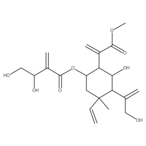 [5-Ethenyl-3-hydroxy-4-(3-hydroxyprop-1-en-2-yl)-2-(3-methoxy-3-oxoprop-1-en-2-yl)-5-methylcyclohexyl] 3,4-dihydroxy-2-methylidenebutanoate Structure