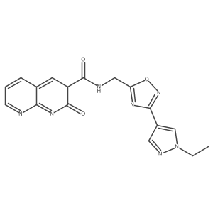 N-[[3-(1-ethylpyrazol-4-yl)-1,2,4-oxadiazol-5-yl]methyl]-2-oxo-3H-1,8-naphthyridine-3-carboxamide Structure