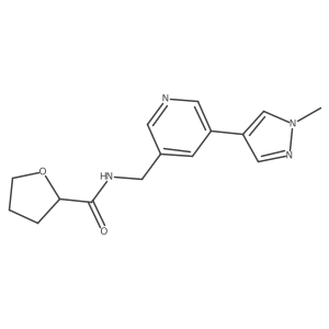N-((5-(1-methyl-1H-pyrazol-4-yl)pyridin-3-yl)methyl)tetrahydrofuran-2-carboxamide Structure