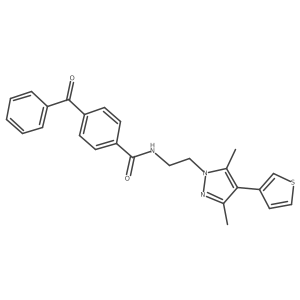 4-benzoyl-N-(2-(3,5-dimethyl-4-(thiophen-3-yl)-1H-pyrazol-1-yl)ethyl)benzamide Structure