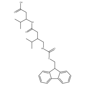 (3R)-3-{3-[({[(9H-fluoren-9-yl)methoxy]carbonyl}amino)methyl]-4-methylpentanamido}-4-methylpentanoic acid Structure