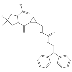 (2S)-1-{2-[({[(9H-fluoren-9-yl)methoxy]carbonyl}amino)methyl]cyclopropanecarbonyl}-4,4-difluoropyrrolidine-2-carboxylic acid结构式