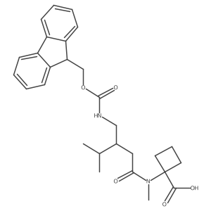 1-{3-[({[(9H-fluoren-9-yl)methoxy]carbonyl}amino)methyl]-N,4-dimethylpentanamido}cyclobutane-1-carboxylic acid Structure