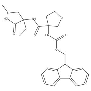 2-{[3-({[(9H-fluoren-9-yl)methoxy]carbonyl}amino)oxolan-3-yl]formamido}-2-(methoxymethyl)butanoic acid结构式