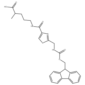5-({2-[({[(9H-fluoren-9-yl)methoxy]carbonyl}amino)methyl]-1,3-thiazol-4-yl}formamido)-2-methylpentanoic acid结构式