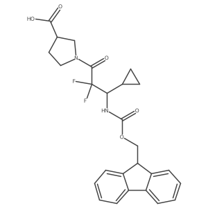 1-[3-cyclopropyl-3-({[(9H-fluoren-9-yl)methoxy]carbonyl}amino)-2,2-difluoropropanoyl]pyrrolidine-3-carboxylic acid Structure