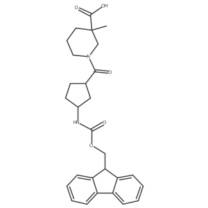 rac-1-[(1R,3S)-3-({[(9H-fluoren-9-yl)methoxy]carbonyl}amino)cyclopentanecarbonyl]-3-methylpiperidine-3-carboxylic acid Structure