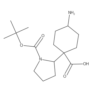 4-Amino-1-{1-[(tert-butoxy)carbonyl]pyrrolidin-2-yl}cyclohexane-1-carboxylic acid结构式