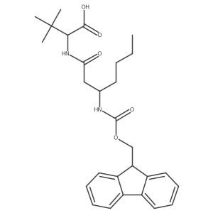 2-[(3S)-3-({[(9H-fluoren-9-yl)methoxy]carbonyl}amino)heptanamido]-3,3-dimethylbutanoic acid Structure