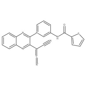 [2-Cyano-2-[3-[3-(thiophene-2-carbonylamino)pyridin-1-ium-1-yl]quinoxalin-2-yl]ethenylidene]azanide结构式