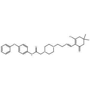 2-[4-(2-{[(4,4-dimethyl-2,6-dioxocyclohexylidene)methyl]amino}ethyl)piperazin-1-yl]-N-(4-phenoxyphenyl)acetamide Structure