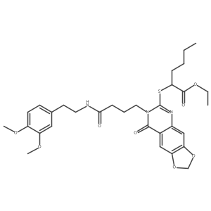Ethyl 2-((7-(4-((3,4-dimethoxyphenethyl)amino)-4-oxobutyl)-8-oxo-7,8-dihydro-[1,3]dioxolo[4,5-g]quinazolin-6-yl)thio)hexanoate Structure