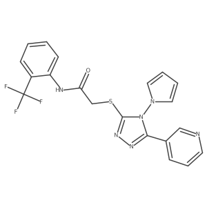2-((5-(pyridin-3-yl)-4-(1H-pyrrol-1-yl)-4H-1,2,4-triazol-3-yl)thio)-N-(2-(trifluoromethyl)phenyl)acetamide Structure