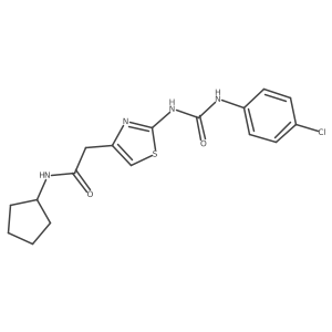 2-(2-(3-(4-chlorophenyl)ureido)thiazol-4-yl)-N-cyclopentylacetamide结构式