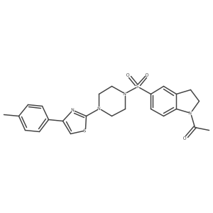 1-Acetyl-5-({4-[4-(4-methylphenyl)-1,3-thiazol-2-yl]-1-piperazinyl}sulfonyl)indoline结构式