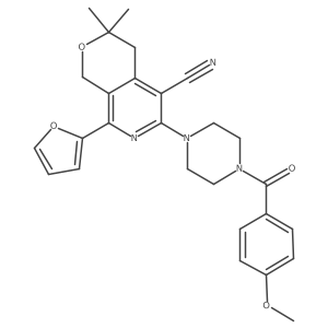 8-(furan-2-yl)-6-{4-[(4-methoxyphenyl)carbonyl]piperazin-1-yl}-3,3-dimethyl-3,4-dihydro-1H-pyrano[3,4-c]pyridine-5-carbonitrile Structure