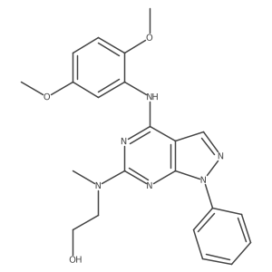 2-((4-((2,5-dimethoxyphenyl)amino)-1-phenyl-1H-pyrazolo[3,4-d]pyrimidin-6-yl)(methyl)amino)ethanol Structure