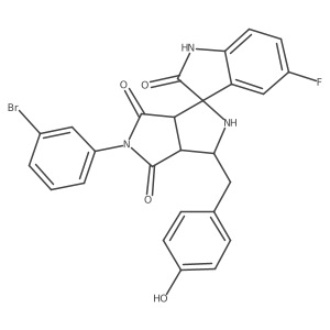 (3aR,6aS)-5-(3-bromophenyl)-5'-fluoro-1-[(4-hydroxyphenyl)methyl]spiro[1,2,3a,6a-tetrahydropyrrolo[3,4-c]pyrrole-3,3'-1H-indole]-2',4,6-trione结构式