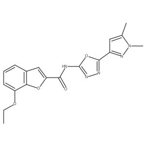 N-[5-(1,5-dimethyl-1H-pyrazol-3-yl)-1,3,4-oxadiazol-2-yl]-7-ethoxy-1-benzofuran-2-carboxamide结构式