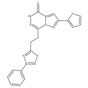 7-{[(3-phenyl-1,2,4-oxadiazol-5-yl)methyl]sulfanyl}-2-(thiophen-2-yl)-4H,5H-pyrazolo[1,5-d][1,2,4]triazin-4-one Structure