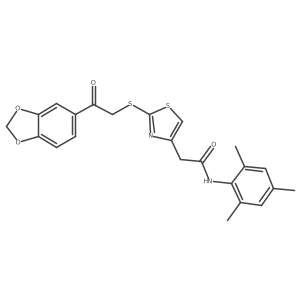 2-(2-((2-(benzo[d][1,3]dioxol-5-yl)-2-oxoethyl)thio)thiazol-4-yl)-N-mesitylacetamide Structure