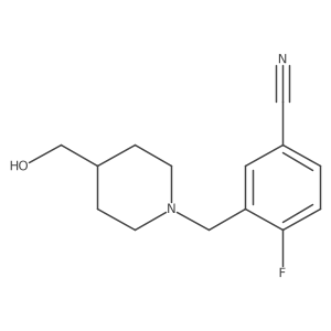 4-Fluoro-3-((4-(hydroxymethyl)piperidin-1-yl)methyl)benzonitrile结构式