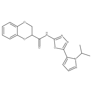 N-(5-(1-isopropyl-1H-pyrazol-5-yl)-1,3,4-oxadiazol-2-yl)-2,3-dihydrobenzo[b][1,4]dioxine-2-carboxamide Structure