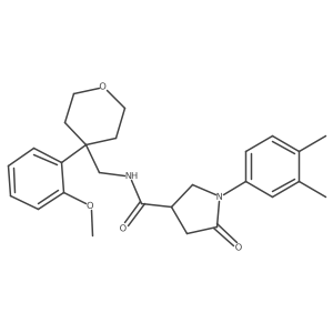 1-(3,4-dimethylphenyl)-N-((4-(2-methoxyphenyl)tetrahydro-2H-pyran-4-yl)methyl)-5-oxopyrrolidine-3-carboxamide结构式