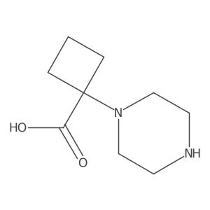 1-(Piperazin-1-yl)cyclobutane-1-carboxylic acid结构式
