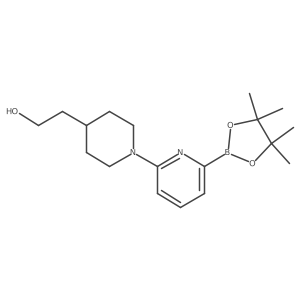 CC1(C)OB(c2cccc(N3CCC(CCO)CC3)n2)OC1(C)C结构式