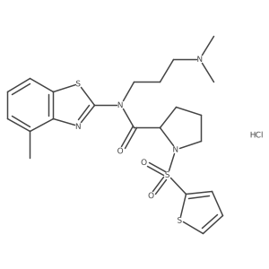 N-(3-(dimethylamino)propyl)-N-(4-methylbenzo[d]thiazol-2-yl)-1-(thiophen-2-ylsulfonyl)pyrrolidine-2-carboxamide hydrochloride结构式