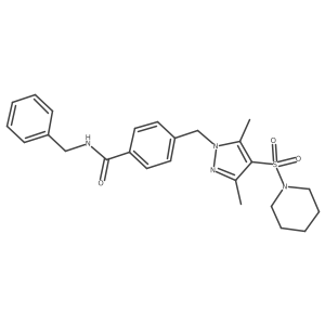 N-Benzyl-4-{[3,5-dimethyl-4-(piperidine-1-sulfonyl)-1H-pyrazol-1-YL]methyl}benzamide结构式