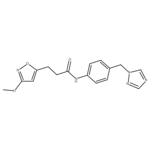 3-(3-methoxy-1,2-oxazol-5-yl)-N-[4-(1H-1,2,4-triazol-1-ylmethyl)phenyl]propanamide结构式