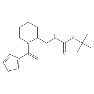 Tert-butyl ((1-(thiophene-3-carbonyl)piperidin-2-yl)methyl)carbamate结构式