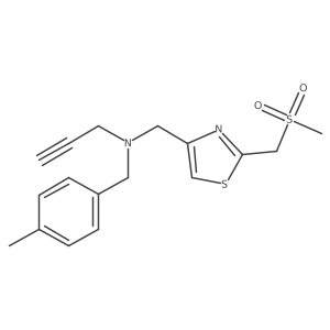 N-[(4-Methylphenyl)methyl]-N-[[2-(methylsulfonylmethyl)-1,3-thiazol-4-yl]methyl]prop-2-yn-1-amine结构式