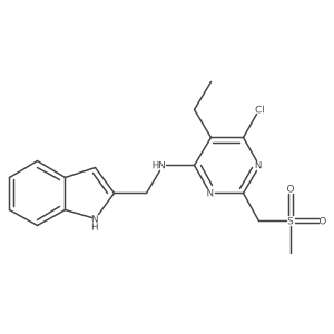 N-((1H-Indol-2-yl)methyl)-6-chloro-5-ethyl-2-((methylsulfonyl)methyl)pyrimidin-4-amine结构式