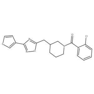 (2-Chlorophenyl)(3-((3-(thiophen-3-yl)-1,2,4-oxadiazol-5-yl)methyl)piperidin-1-yl)methanone结构式