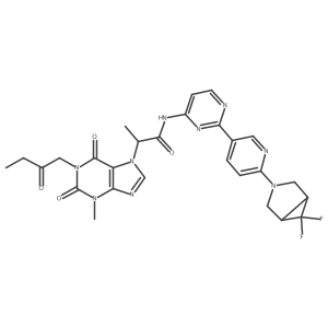 (2S)-N-[2-[6-(6,6-difluoro-3-azabicyclo[3.1.0]hexan-3-yl)pyridin-3-yl]pyrimidin-4-yl]-2-[3-methyl-2,6-dioxo-1-(2-oxobutyl)purin-7-yl]propanamide Structure