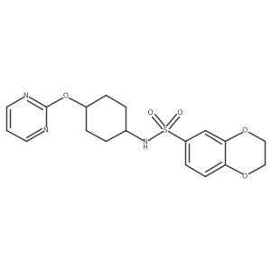 N-((1r,4r)-4-(pyrimidin-2-yloxy)cyclohexyl)-2,3-dihydrobenzo[b][1,4]dioxine-6-sulfonamide结构式