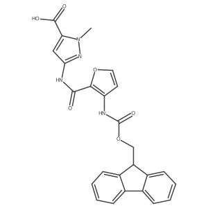 3-[3-({[(9H-fluoren-9-yl)methoxy]carbonyl}amino)furan-2-amido]-1-methyl-1H-pyrazole-5-carboxylic acid Structure