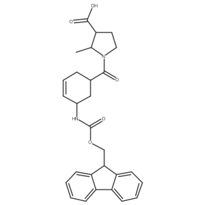 1-[5-({[(9H-fluoren-9-yl)methoxy]carbonyl}amino)cyclohex-3-ene-1-carbonyl]-2-methylpyrrolidine-3-carboxylic acid Structure