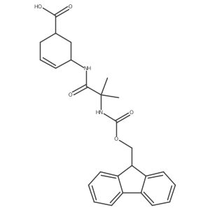 5-[2-({[(9H-fluoren-9-yl)methoxy]carbonyl}amino)-2-methylpropanamido]cyclohex-3-ene-1-carboxylic acid结构式